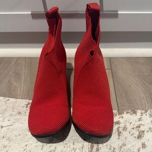 CHARLESTON SHOE CO. Red Knit Ankle Booties